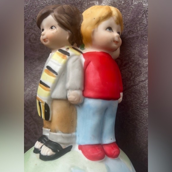 Musical Box Children Of The world Rotating Figurine  Porcelain Vintage 80s - Picture 7 of 7